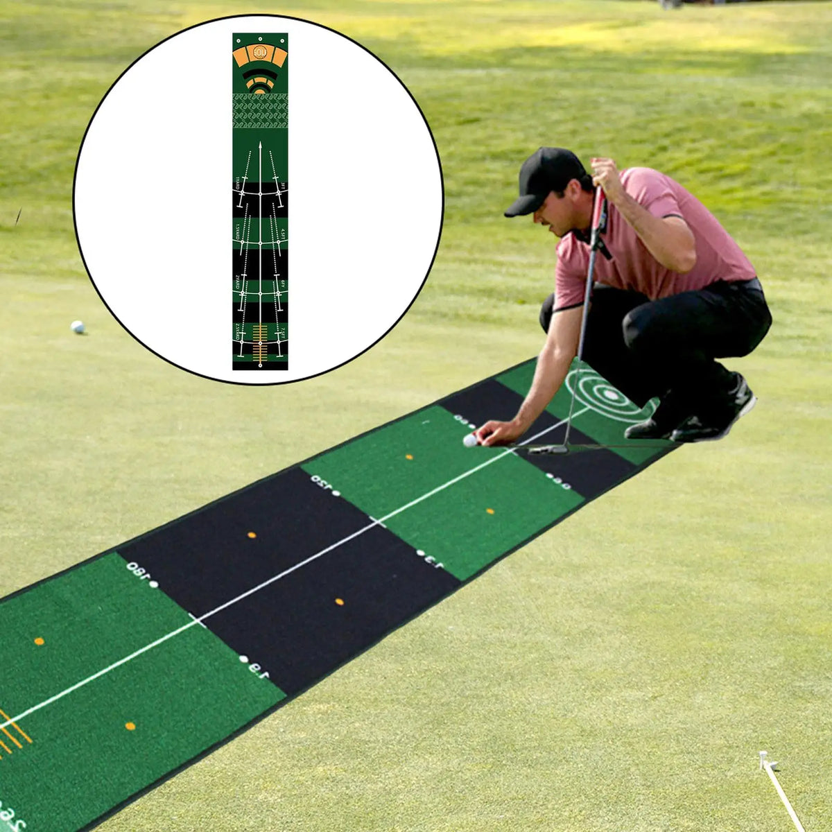 Golf Putting Mat Gift for Golfer Golfing Accessory Lightweight Portable Improve Putting Accuracy Training Aid for Park Lawn Home
