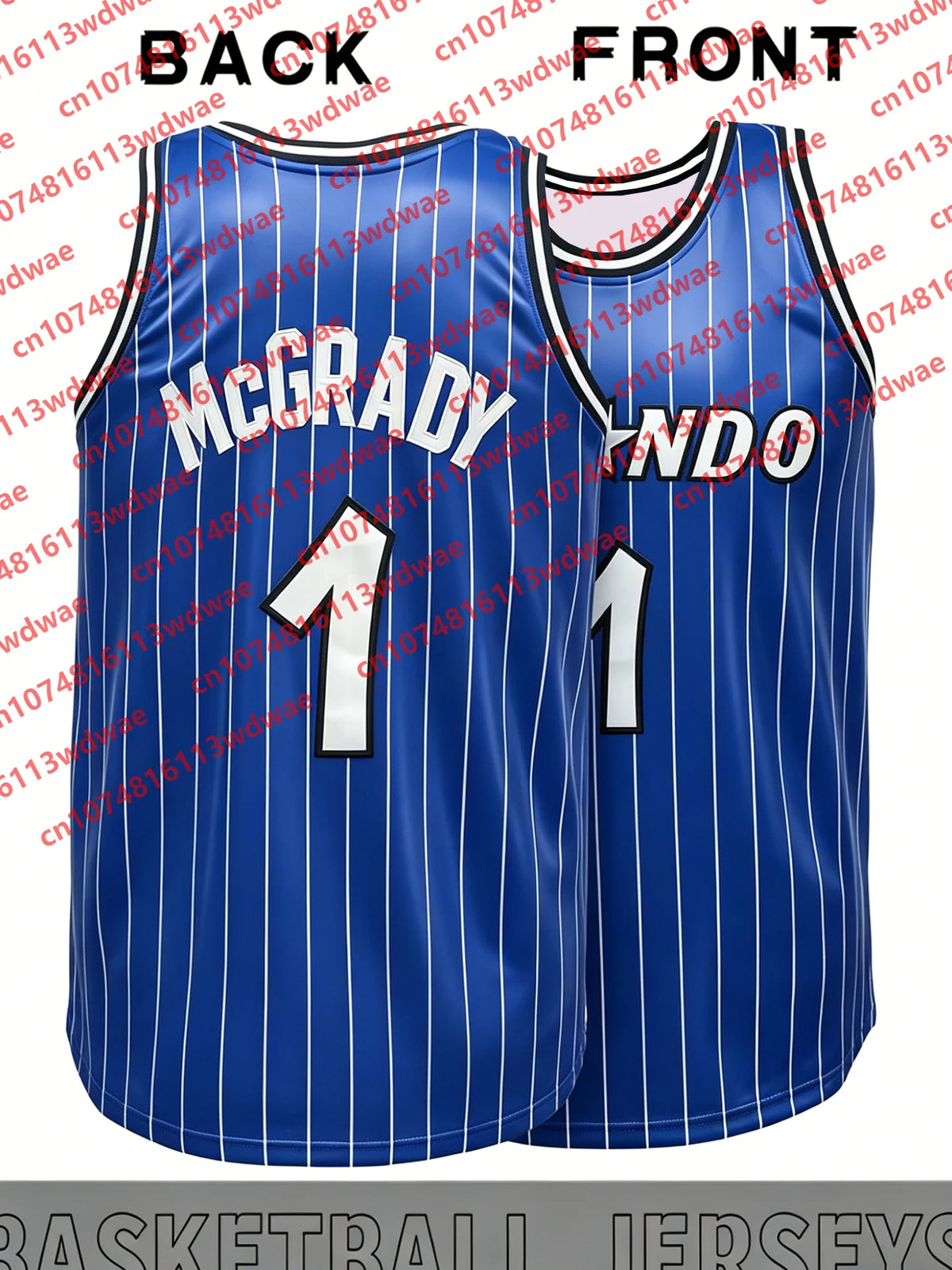 2026 Shaquille O'Neal 32 Pinstripe Basketball Jersey Men Sleeveless Retro Fan Sports McGrady 1 Tank Top Streetwear Kid Uniform