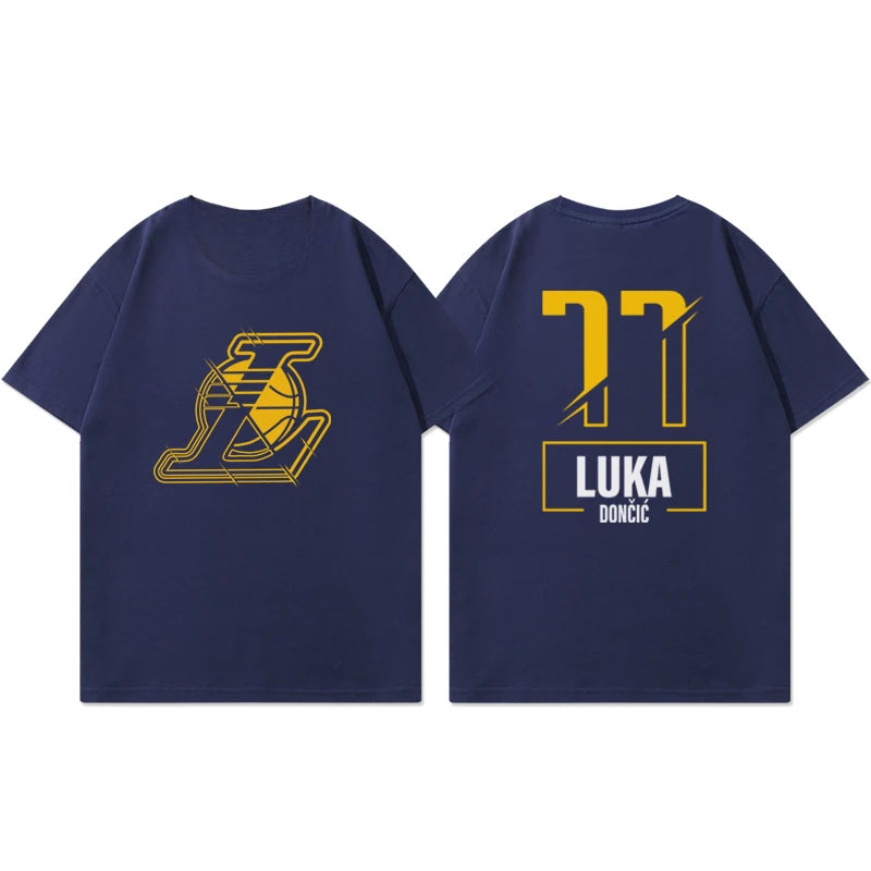 Luka Doncic 77 Laker T-Shirt for Men Women, Basketball Jersey Graphic Tee, Oversized Cotton Summer Short Sleeve Top Streetwear