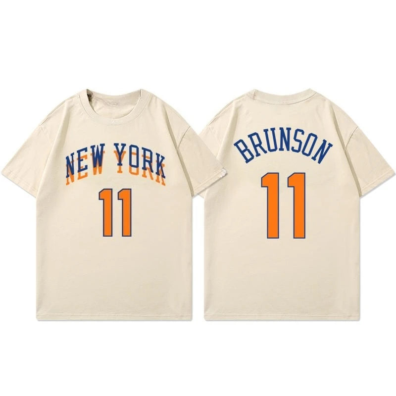 Summer Playoff New York Brunson Towns Jersey Short-sleeved City Jersey American Basketball Jersey Half-sleeved Cotton T-shirt