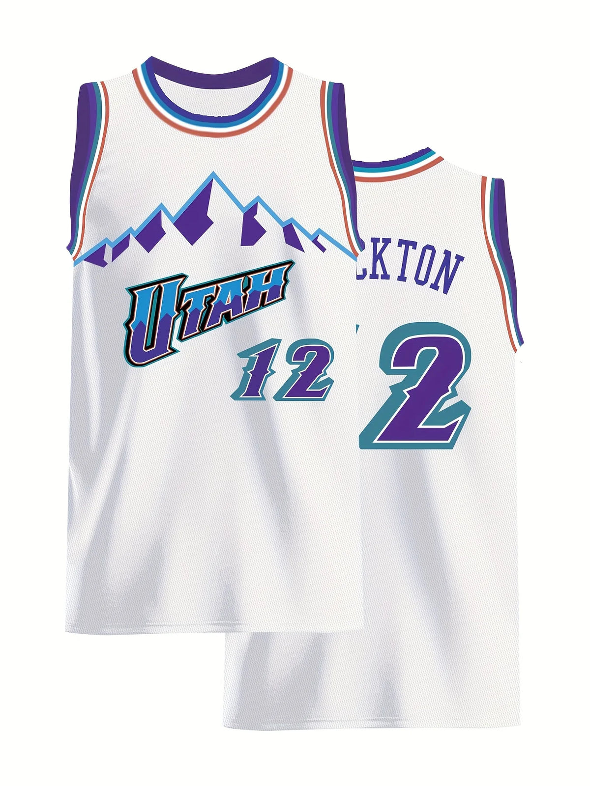 New York  "Ewing 33" Basketball Jersey - White with Orange & Blue Accents  Basketball Fan Jersey Parent-child Outfit