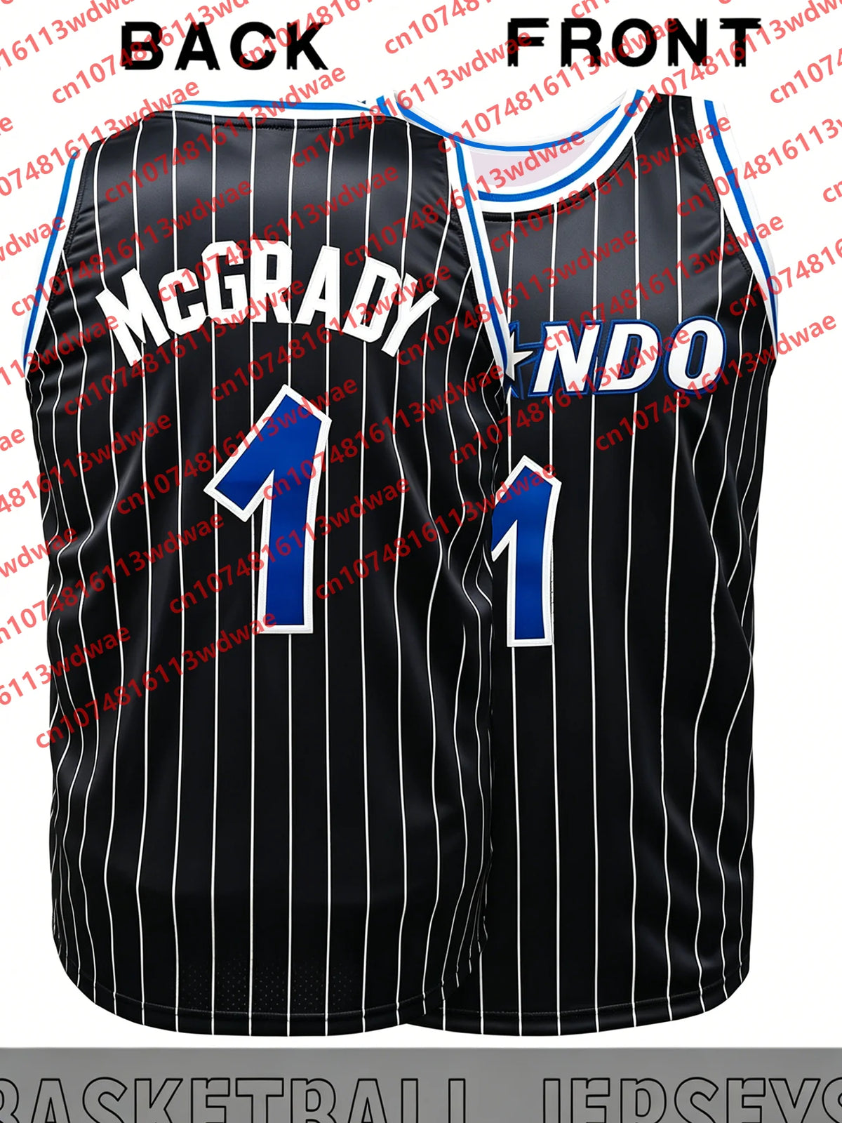 2026 Shaquille O'Neal 32 Pinstripe Basketball Jersey Men Sleeveless Retro Fan Sports McGrady 1 Tank Top Streetwear Kid Uniform