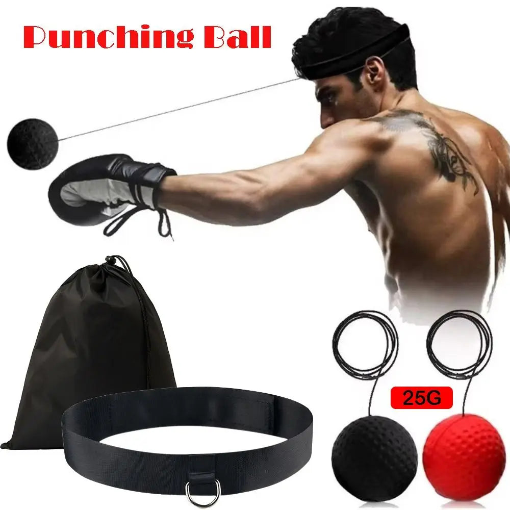 Portable 25g Reflex Punching Ball with Headband PU Boxing Training Ball Improve Speed Boxing Ball Hand Eye Coordination Training