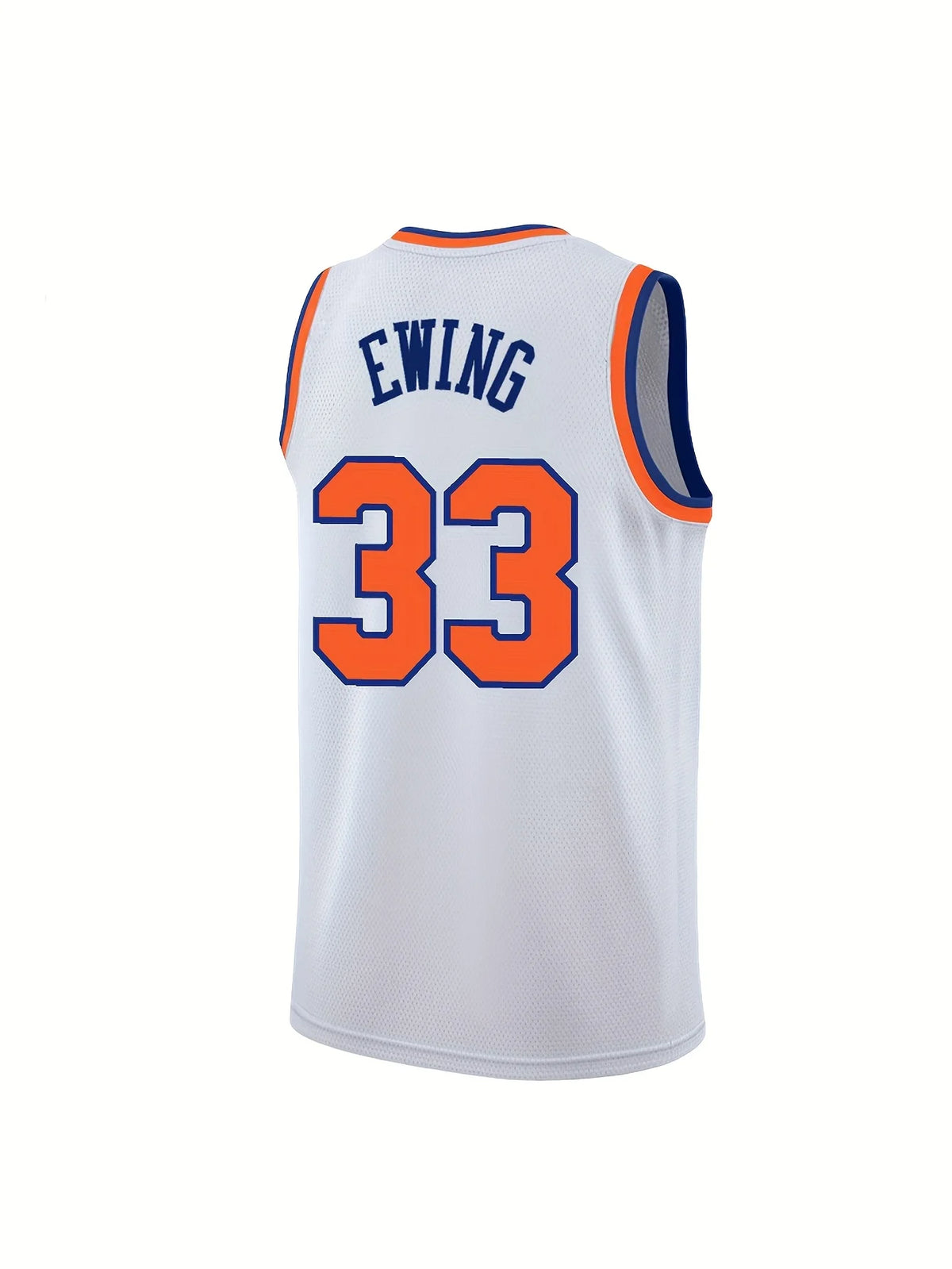 New York  "Ewing 33" Basketball Jersey - White with Orange & Blue Accents  Basketball Fan Jersey Parent-child Outfit