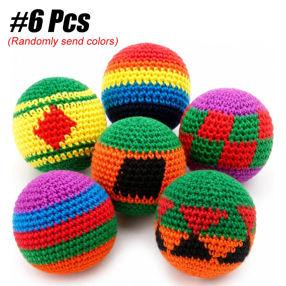 1/6/12PCS Knitted Footbags Set, Handmade Crochet Hacky Sacks, Soft Bean Bag Kick Balls for Juggling Outdoor Games Adults Teens