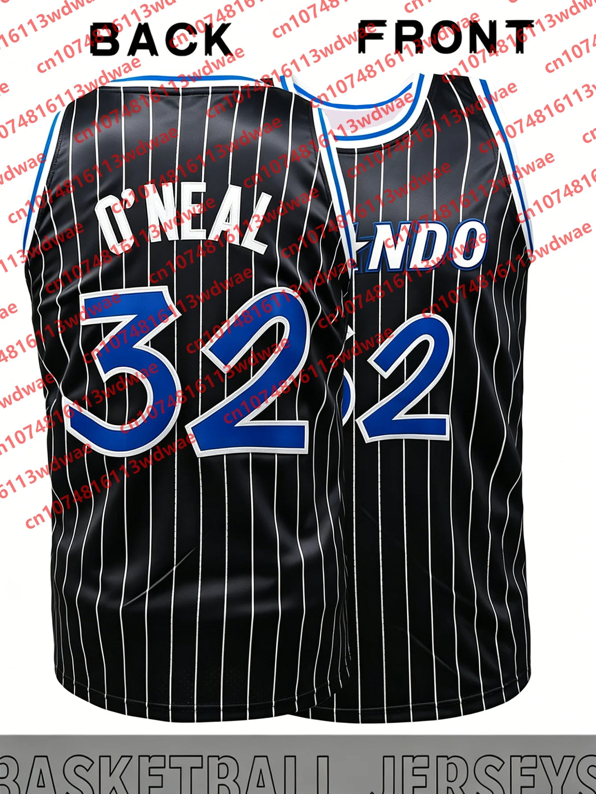 2026 Shaquille O'Neal 32 Pinstripe Basketball Jersey Men Sleeveless Retro Fan Sports McGrady 1 Tank Top Streetwear Kid Uniform