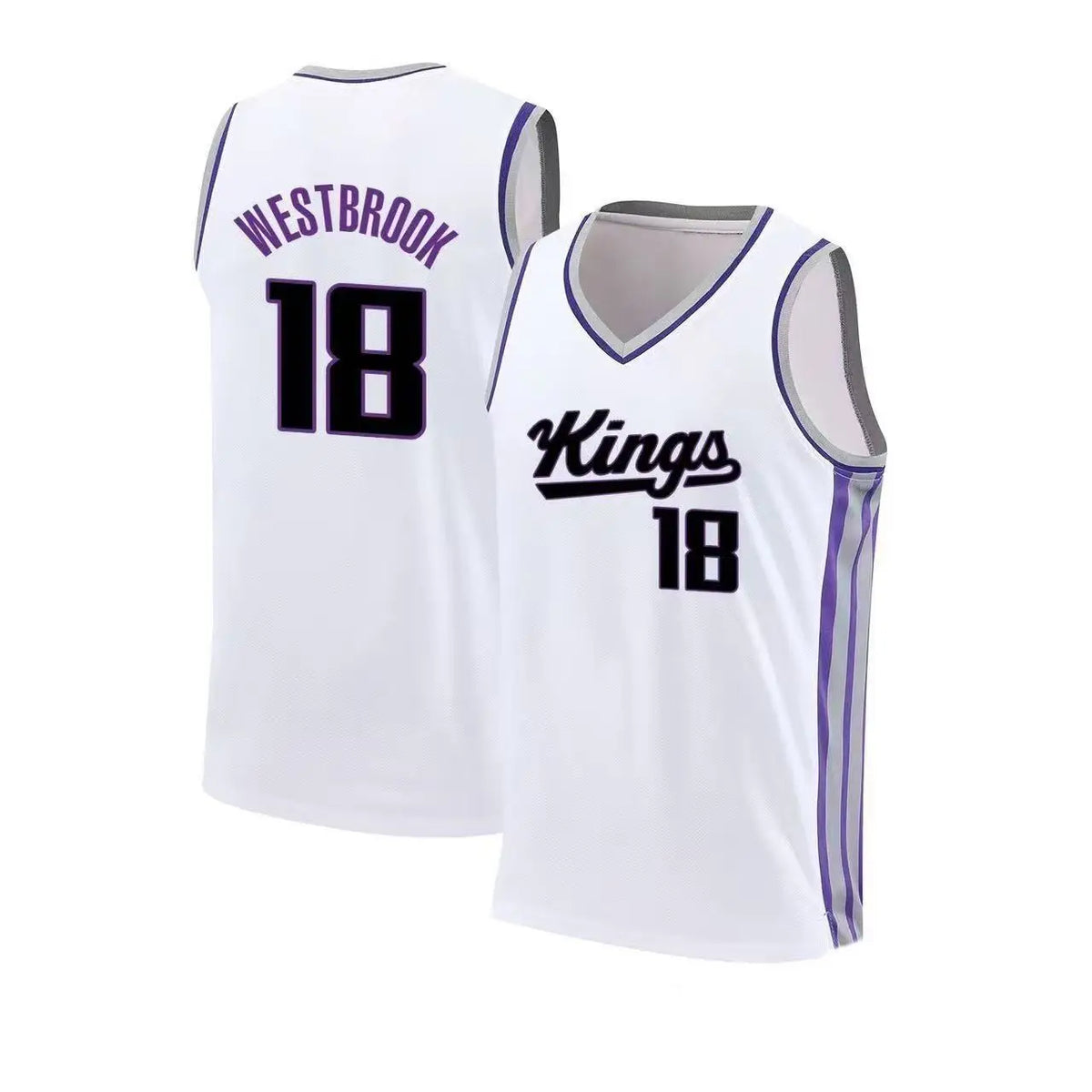 18 Westbrook Kings Basketball Jersey Sleeveless Tank Top Quick Dry Sport  Fans Training Vest Black Purple Family Matching