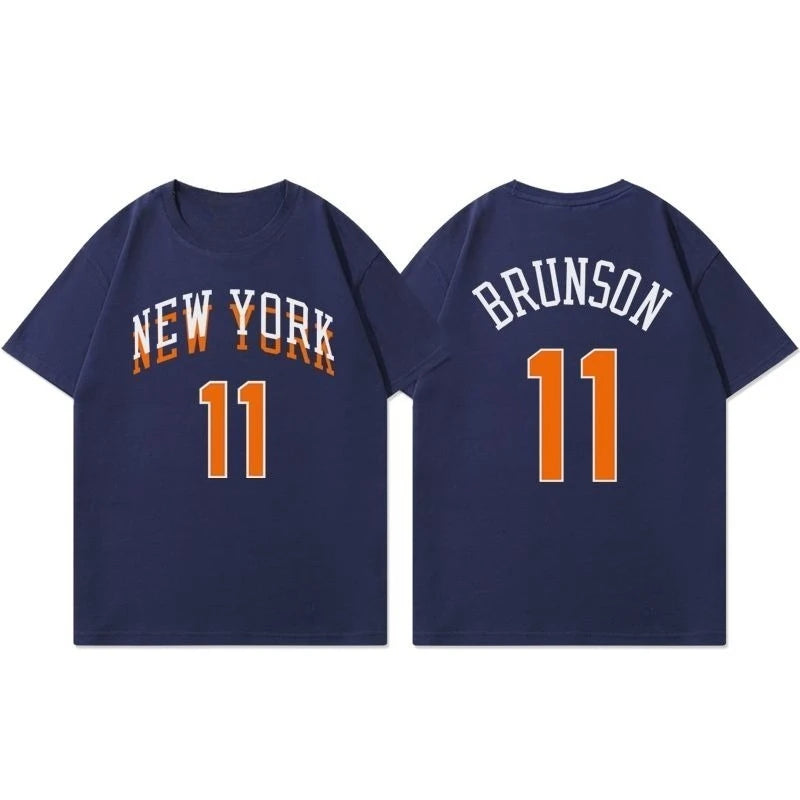 Summer Playoff New York Brunson Towns Jersey Short-sleeved City Jersey American Basketball Jersey Half-sleeved Cotton T-shirt