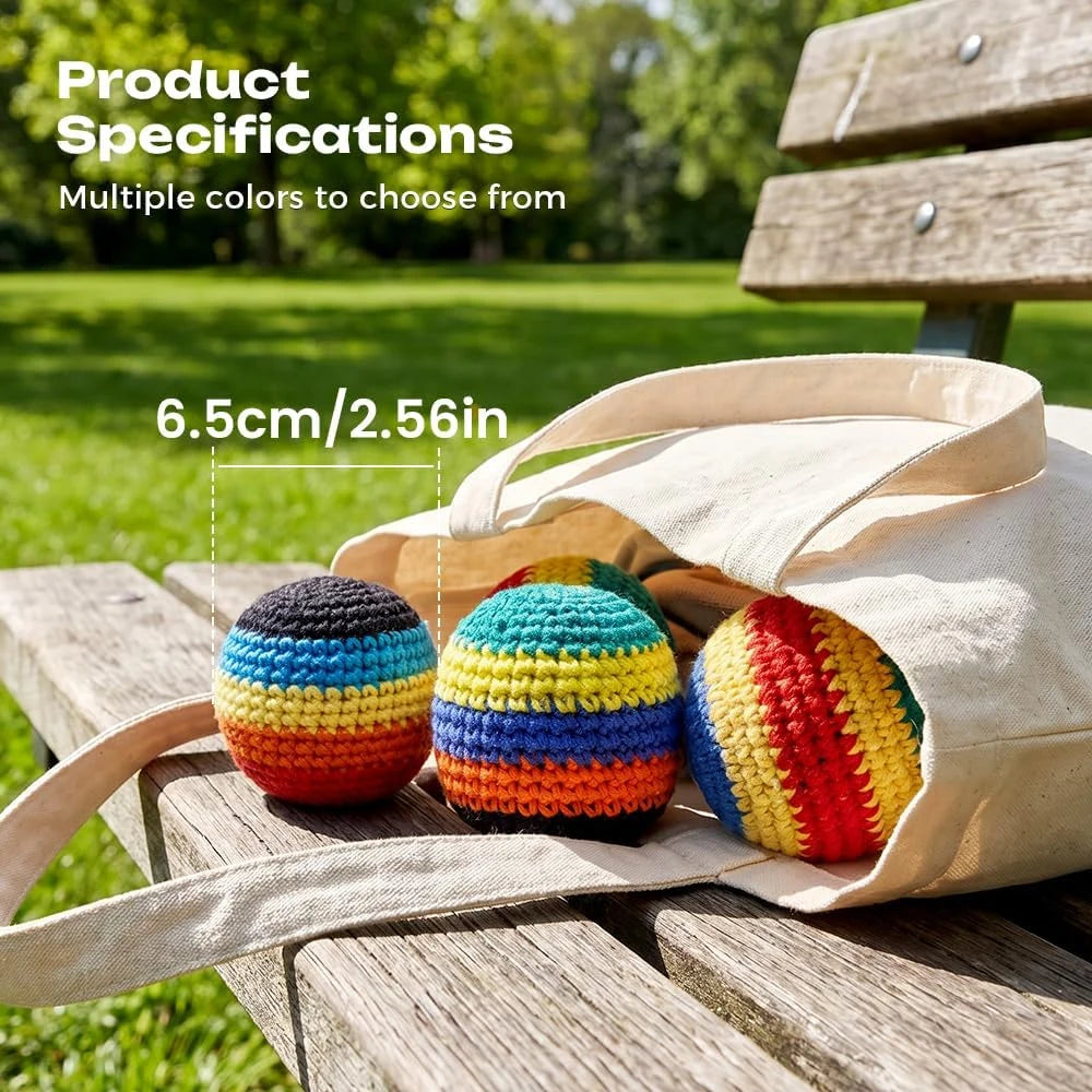 1/6/12PCS Knitted Footbags Set, Handmade Crochet Hacky Sacks, Soft Bean Bag Kick Balls for Juggling Outdoor Games Adults Teens