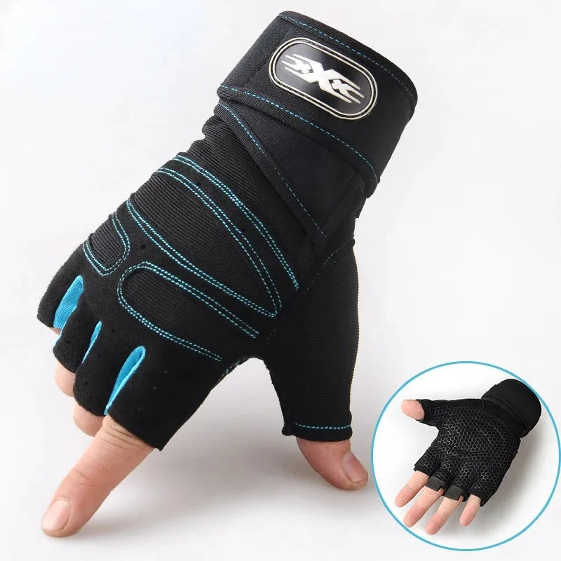 Outdoor Sport Gloves for Men Women Wrist Guard Fitness Gym Cycling Hiking Boxing Exercise Training Workout Long Wrist Fingerless
