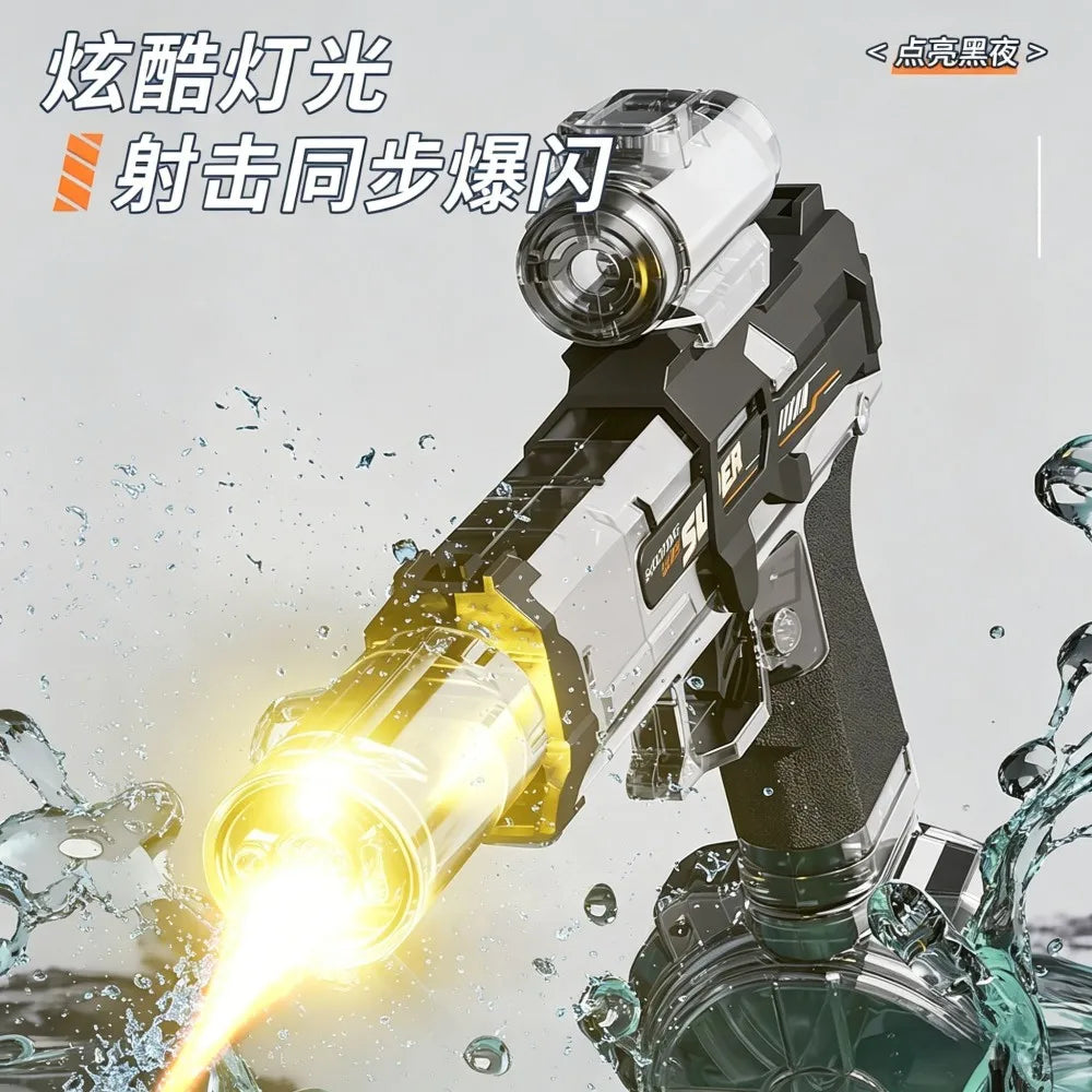 Electric Water Gun with Nozzle Flame Muzzle Automatic Spray Gun Remote Summer Outdoor Swimming Pool Water Toy Gift