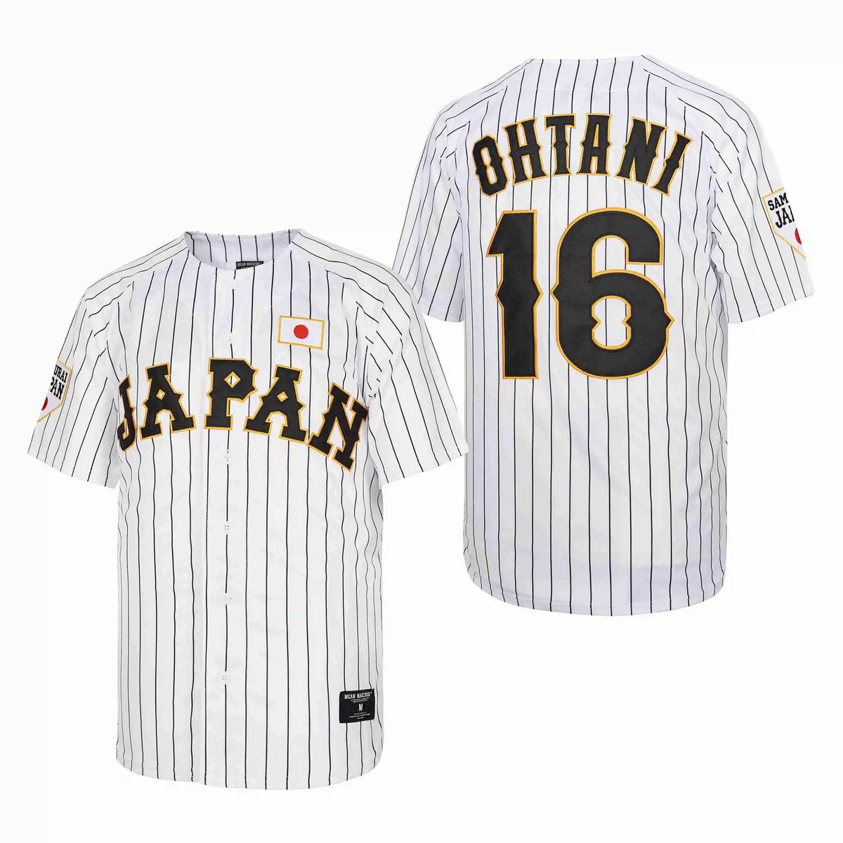 Baseball Jersey Japan 16 OHTANI Sewing Embroidery Cheap High-quality Outdoor Sportswear WHITE Black Stripe SAMURAI