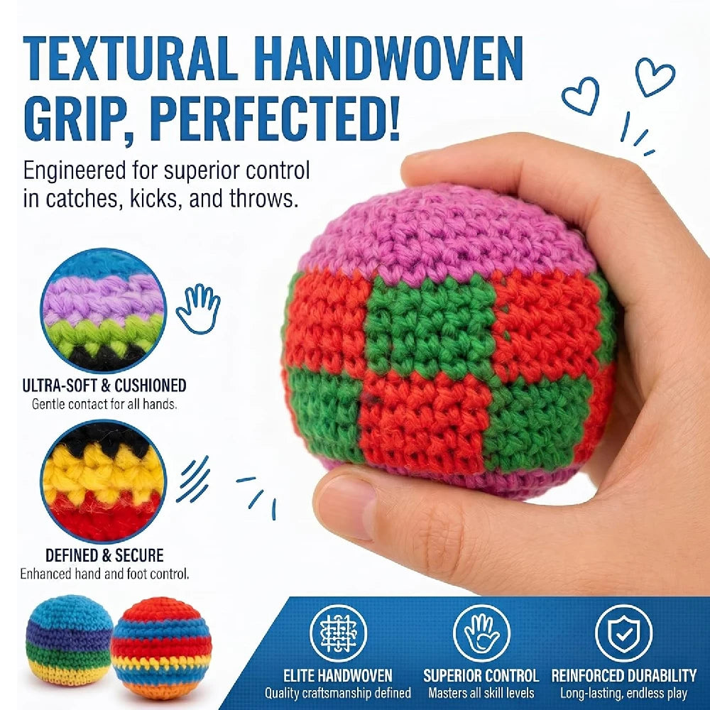 1/6/12PCS Knitted Footbags Set, Handmade Crochet Hacky Sacks, Soft Bean Bag Kick Balls for Juggling Outdoor Games Adults Teens