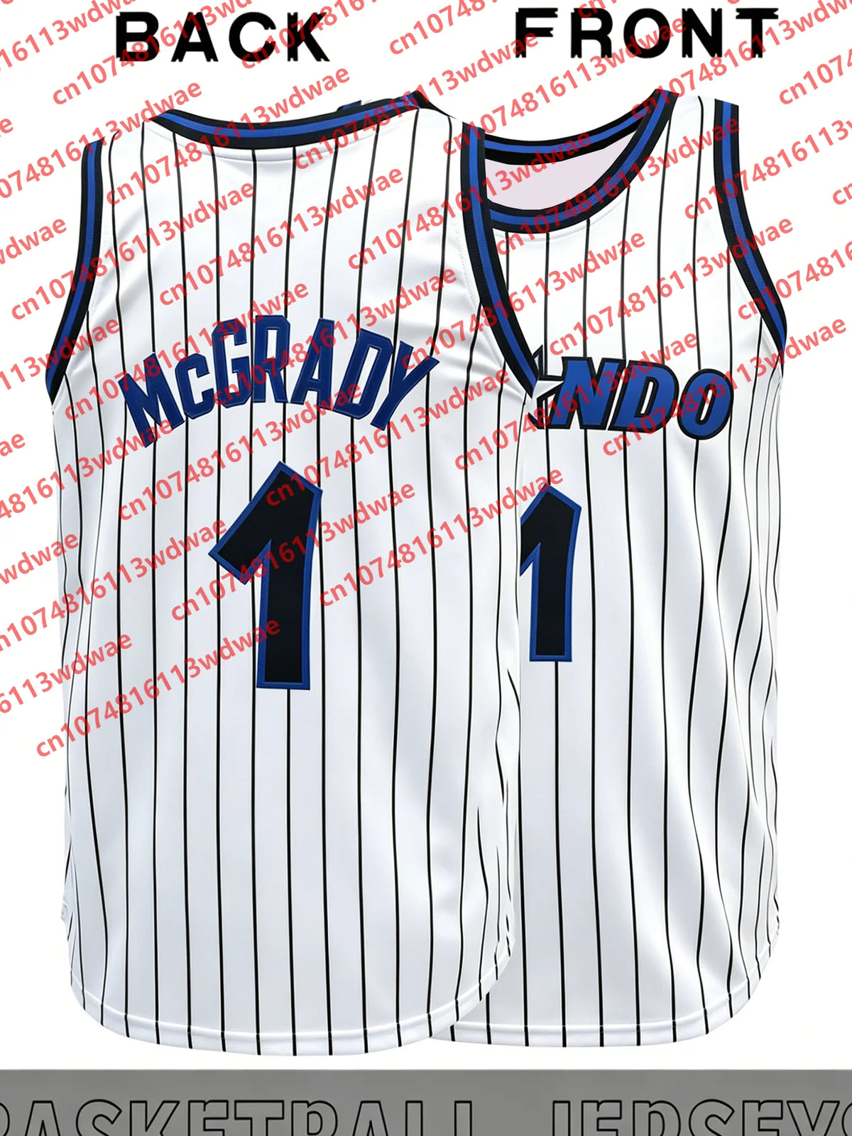 2026 Shaquille O'Neal 32 Pinstripe Basketball Jersey Men Sleeveless Retro Fan Sports McGrady 1 Tank Top Streetwear Kid Uniform