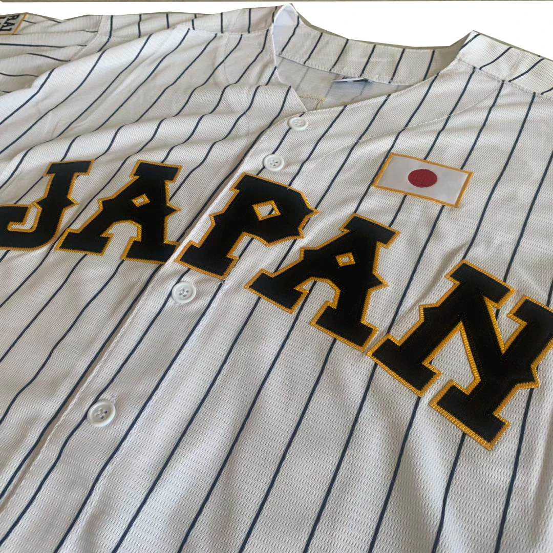 Baseball Jersey Japan 16 OHTANI Sewing Embroidery Cheap High-quality Outdoor Sportswear WHITE Black Stripe SAMURAI